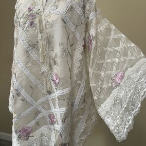 Farah Talib Embroidered Floral Lace top